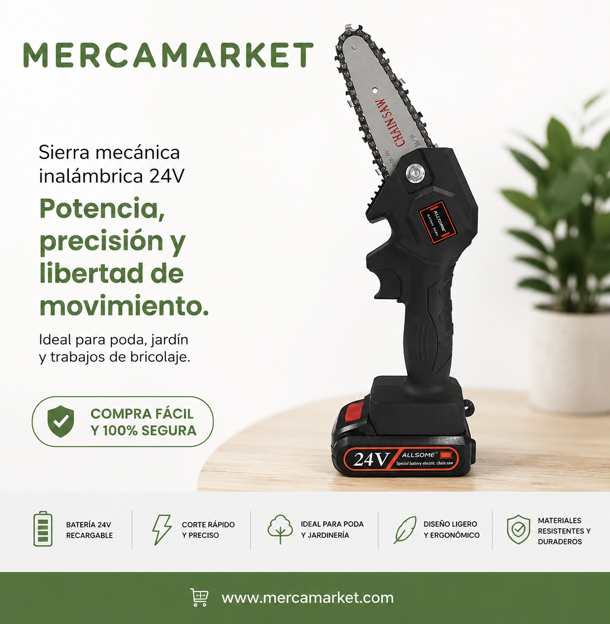 MEGA CUT - SIERRA MECÁNICA RECARGABLE 24 W