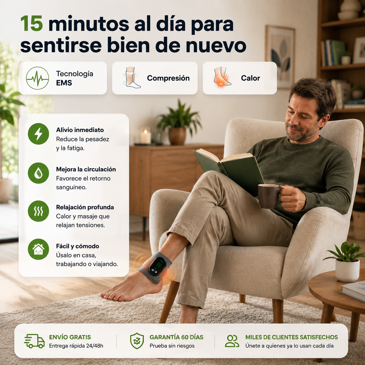 CircuStep™ — Masajeador 3-en-1: Alivia Hinchazón, Neuropatía y Fascitis en 5 Minutos